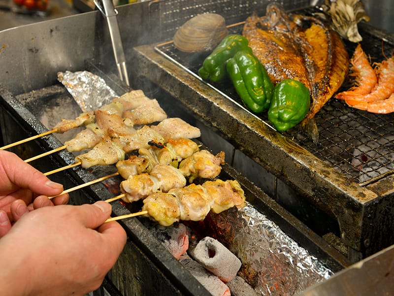 炭焼きの串焼き